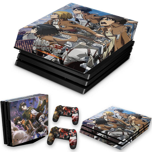 KIT Capa Anti Poeira e Skin Anti-Rage PS4 Pro - Attack On Titan - Shingeki No Kyojin #A