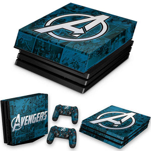 KIT Capa Anti Poeira e Skin Anti-Rage PS4 Pro - Avengers Vingadores Comics