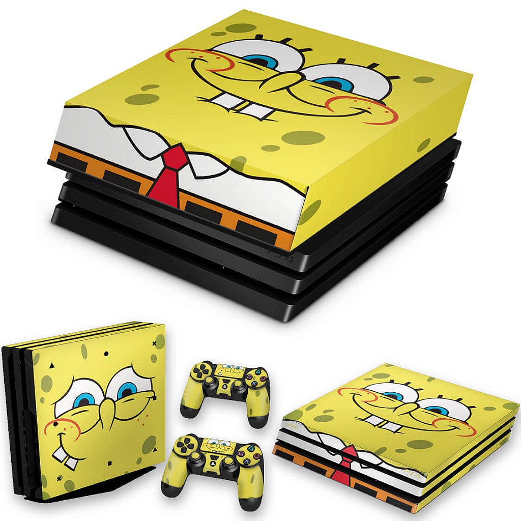 KIT PS4 Pro Skin e Capa Anti Poeira - Bob Esponja