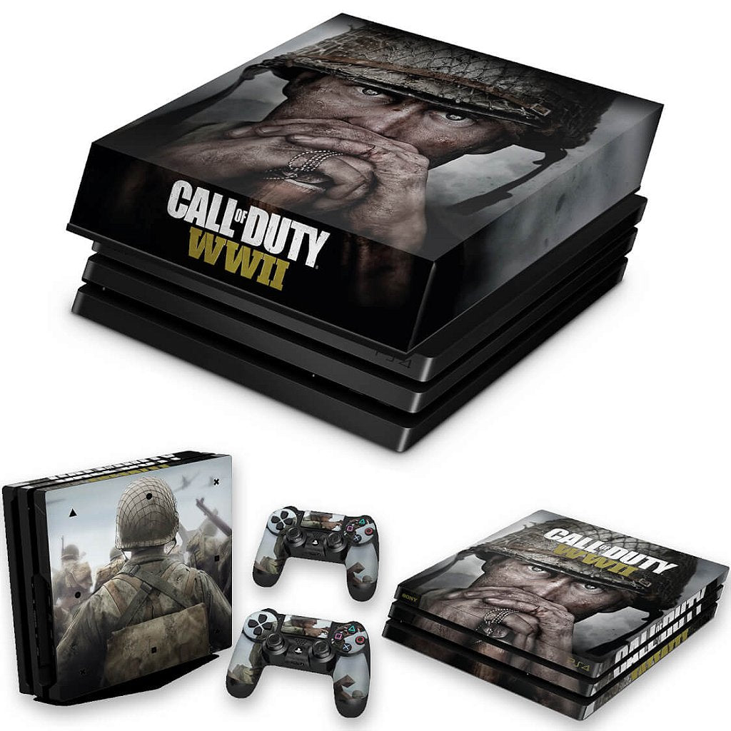 KIT Capa Anti Poeira e Skin Anti-Rage PS4 Pro - Call Of Duty Ww2