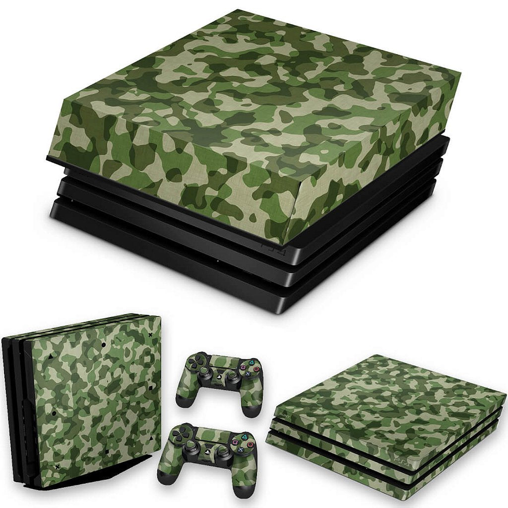 KIT Capa Anti Poeira e Skin Anti-Rage PS4 Pro - Camuflagem Exercito
