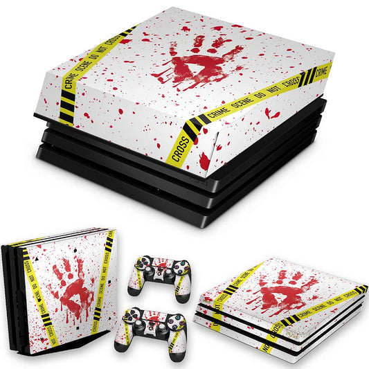 KIT PS4 Pro Skin e Capa Anti Poeira - Cena De Crime Scene
