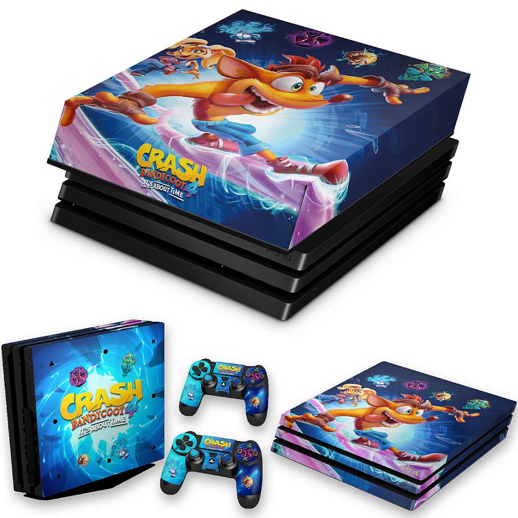 KIT PS4 Pro Skin e Capa Anti Poeira - Crash Bandicoot 4