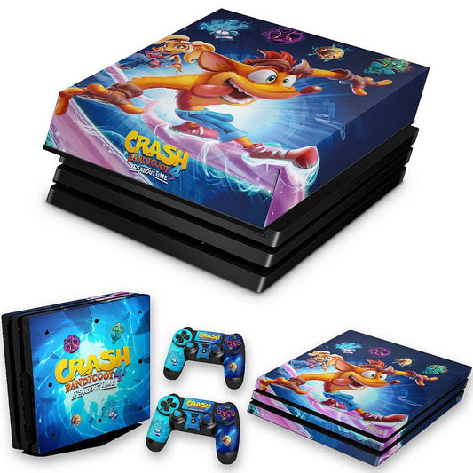KIT PS4 Pro Skin e Capa Anti Poeira - Crash Bandicoot 4