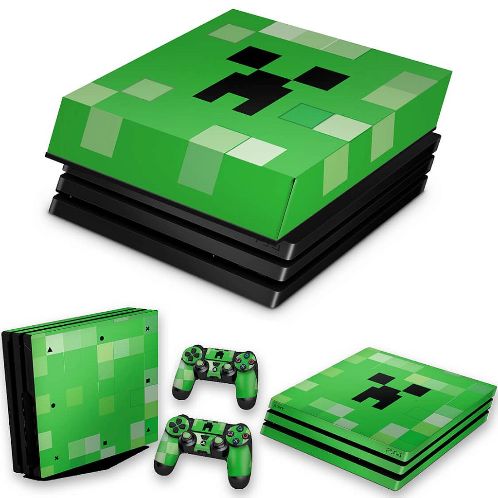 KIT Capa Anti Poeira e Skin Anti-Rage PS4 Pro - Creeper Minecraft