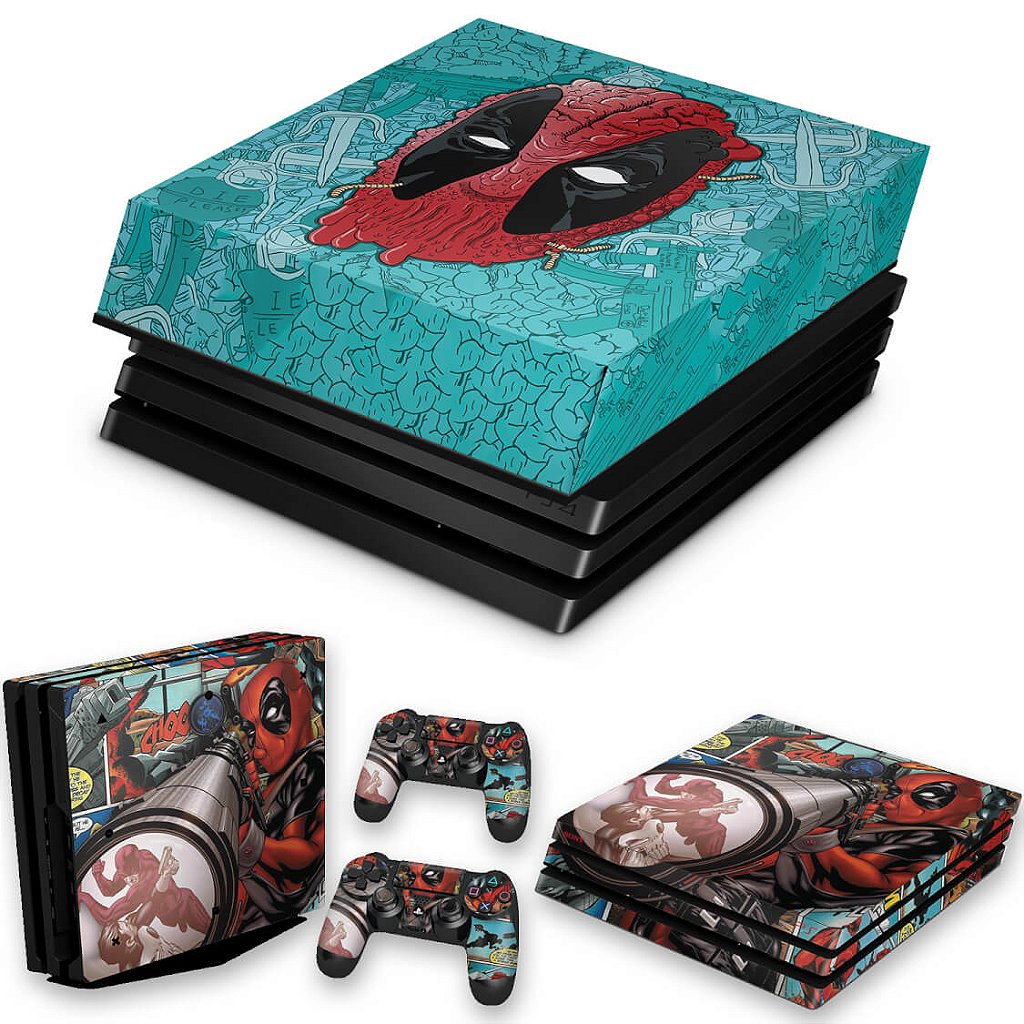 KIT Capa Anti Poeira e Skin Anti-Rage PS4 Pro - Deadpool