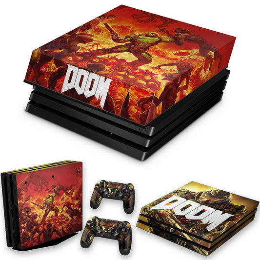 KIT Capa Anti Poeira e Skin Anti-Rage PS4 Pro - Doom