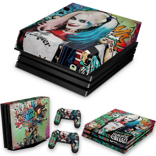 KIT Capa Anti Poeira e Skin Anti-Rage PS4 Pro - Esquadrão Suicida #A