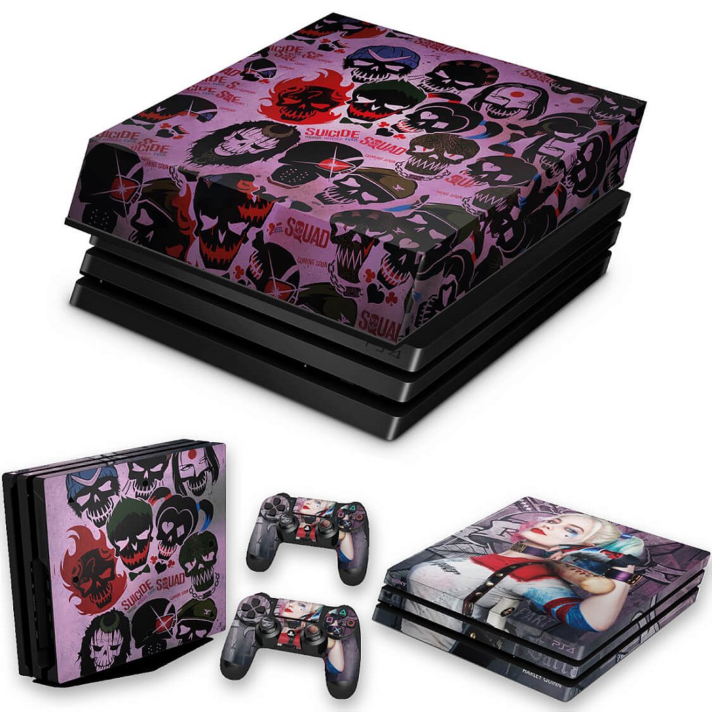 KIT Capa Anti Poeira e Skin Anti-Rage PS4 Pro - Esquadrão Suicida #C