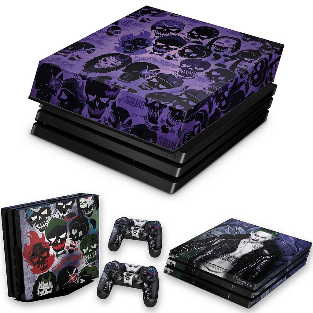 KIT Capa Anti Poeira e Skin Anti-Rage PS4 Pro - Esquadrão Suicida #D