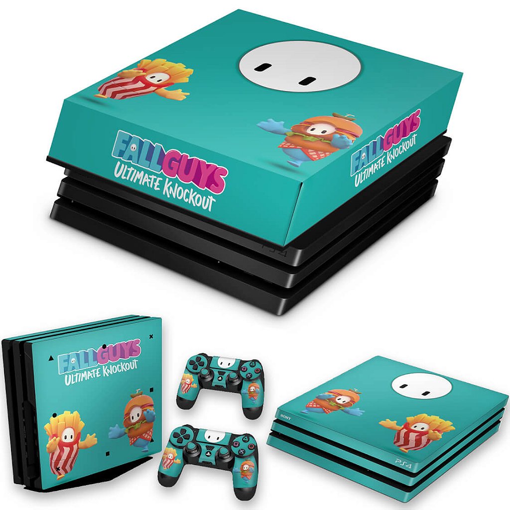 KIT PS4 Pro Skin e Capa Anti Poeira - Fall Guys