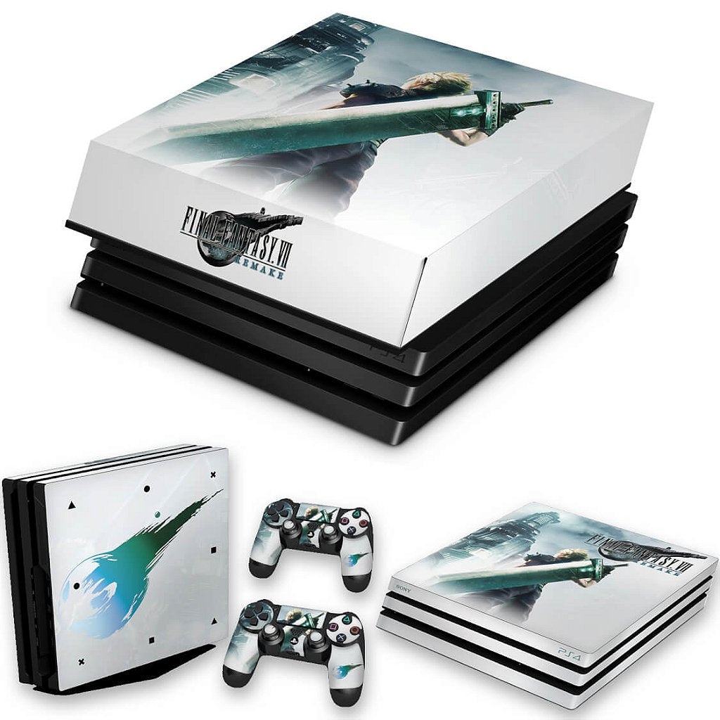 KIT PS4 Pro Skin e Capa Anti Poeira - Final Fantasy 7 Remake