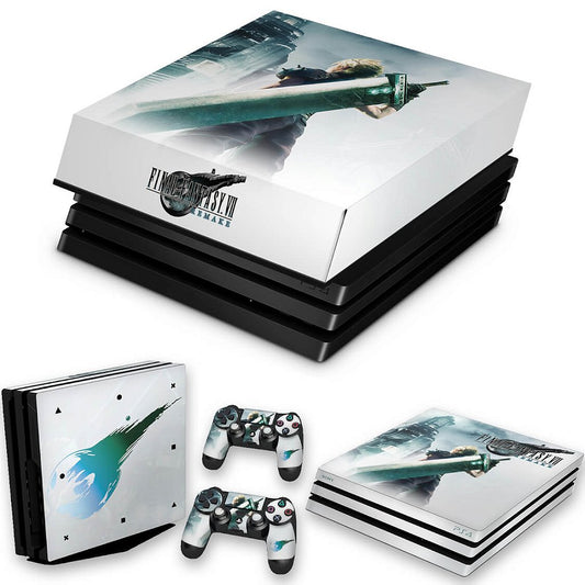 KIT PS4 Pro Skin e Capa Anti Poeira - Final Fantasy 7 Remake