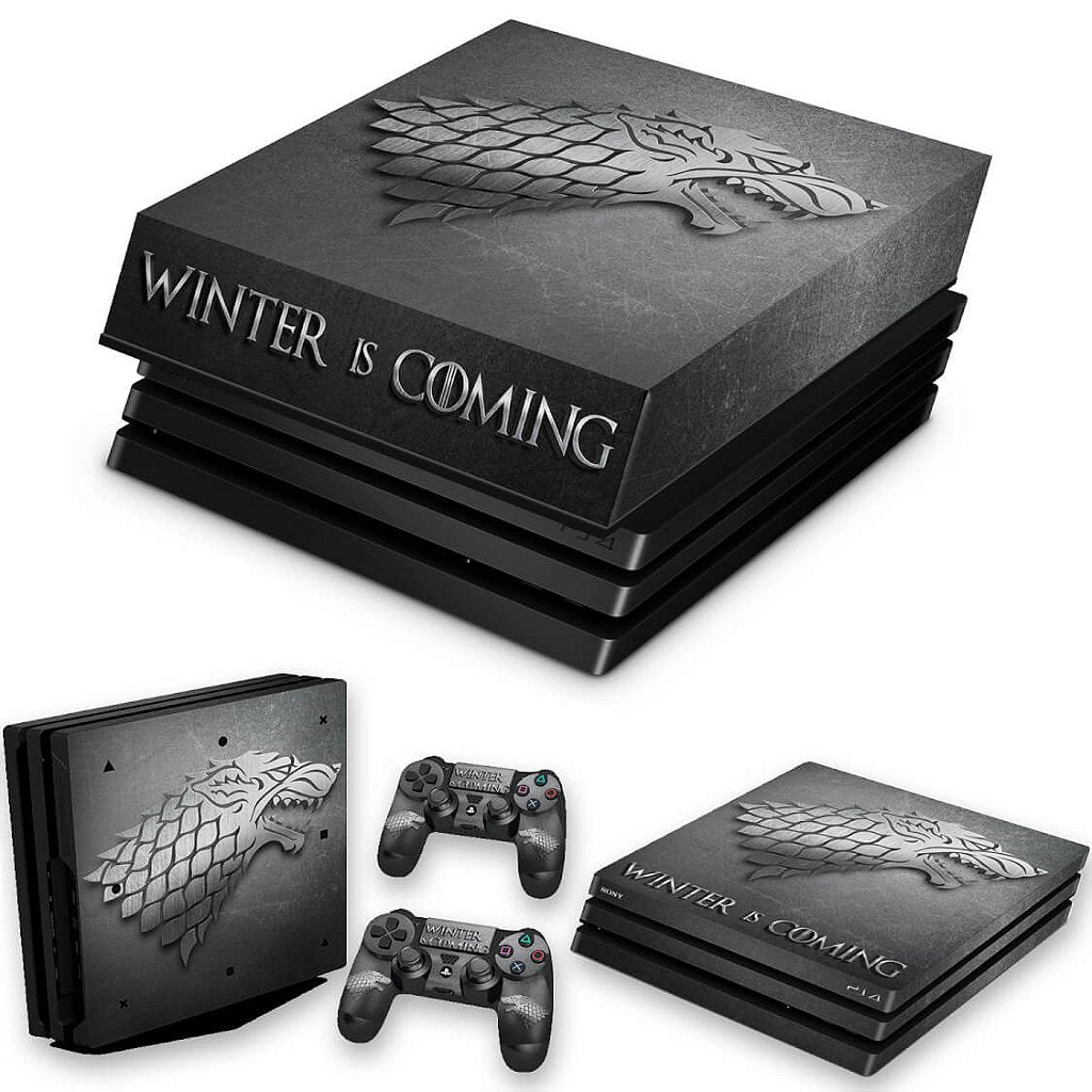 KIT Capa Anti Poeira e Skin Anti-Rage PS4 Pro - Game Of Thrones Stark