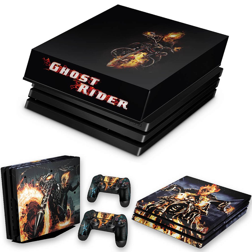 KIT Capa Anti Poeira e Skin Anti-Rage PS4 Pro - Ghost Rider #A