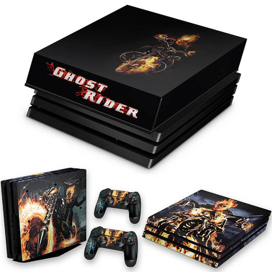 KIT Capa Anti Poeira e Skin Anti-Rage PS4 Pro - Ghost Rider #A