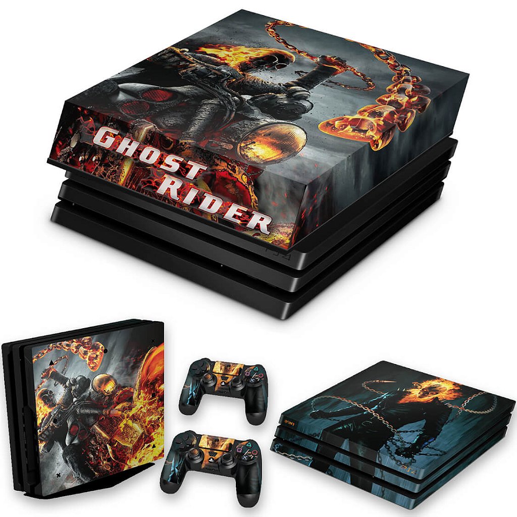 KIT Capa Anti Poeira e Skin Anti-Rage PS4 Pro - Ghost Rider #B