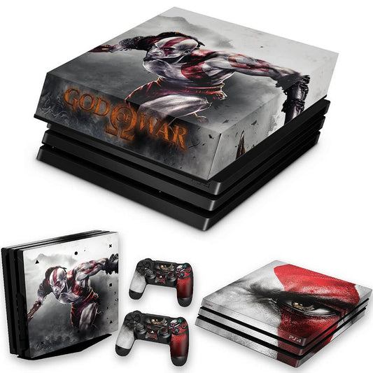 KIT Capa Anti Poeira e Skin Anti-Rage PS4 Pro - God Of War #A