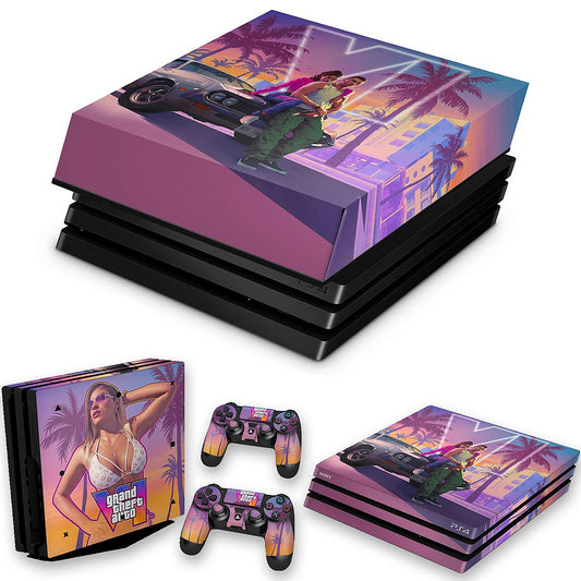 KIT PS4 Pro Skin e Capa Anti Poeira - GTA 6 VI