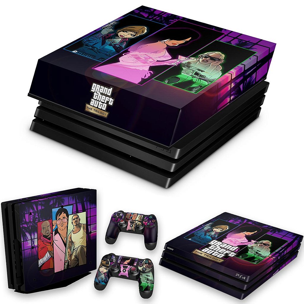 KIT Capa Anti Poeira e Skin Anti-Rage PS4 Pro - GTA The Trilogy