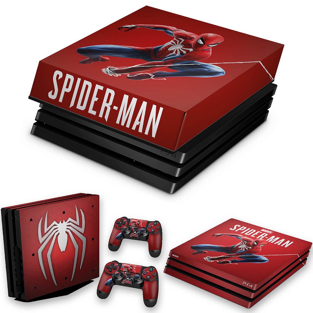 KIT Capa Anti Poeira e Skin Anti-Rage PS4 Pro - Homem Aranha Spider-Man