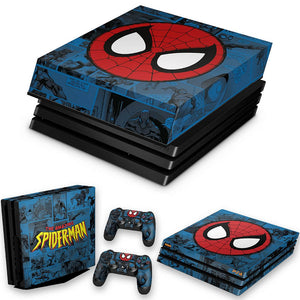 KIT Capa Anti Poeira e Skin Anti-Rage PS4 Pro - Homem-Aranha Spider-Man Comics