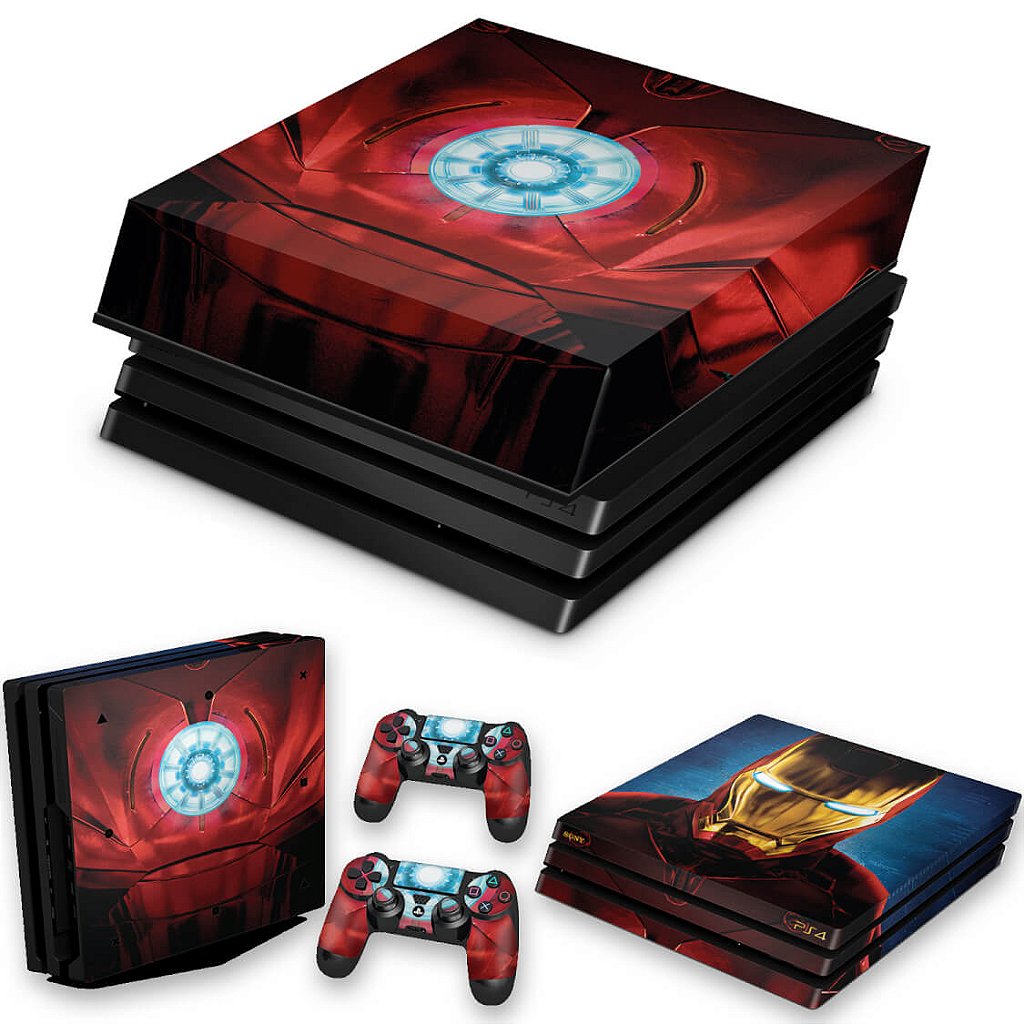 KIT Capa Anti Poeira e Skin Anti-Rage PS4 Pro - Iron Man - Homem De Ferro