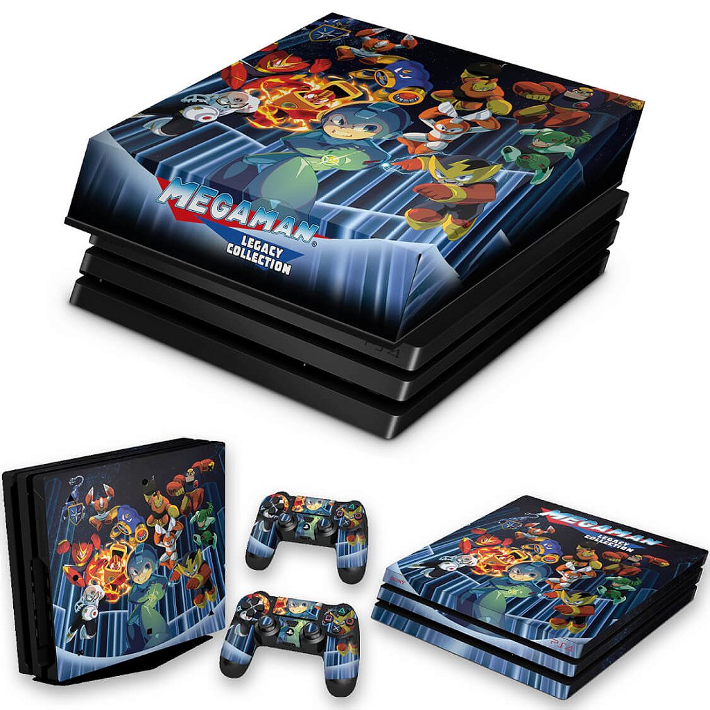 KIT Capa Anti Poeira e Skin Anti-Rage PS4 Pro - Megaman Legacy Collection
