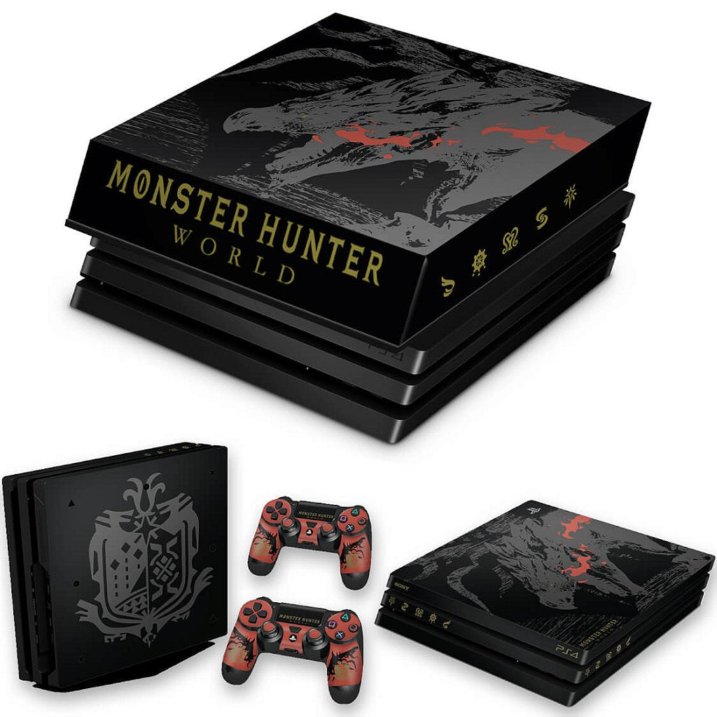 KIT Capa Anti Poeira e Skin Anti-Rage PS4 Pro - Monster Hunter Edition
