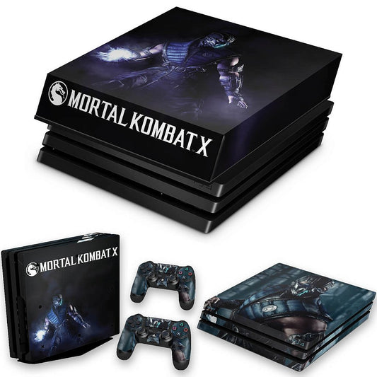 KIT Capa Anti Poeira e Skin Anti-Rage PS4 Pro - Mortal Kombat X - Sub Zero