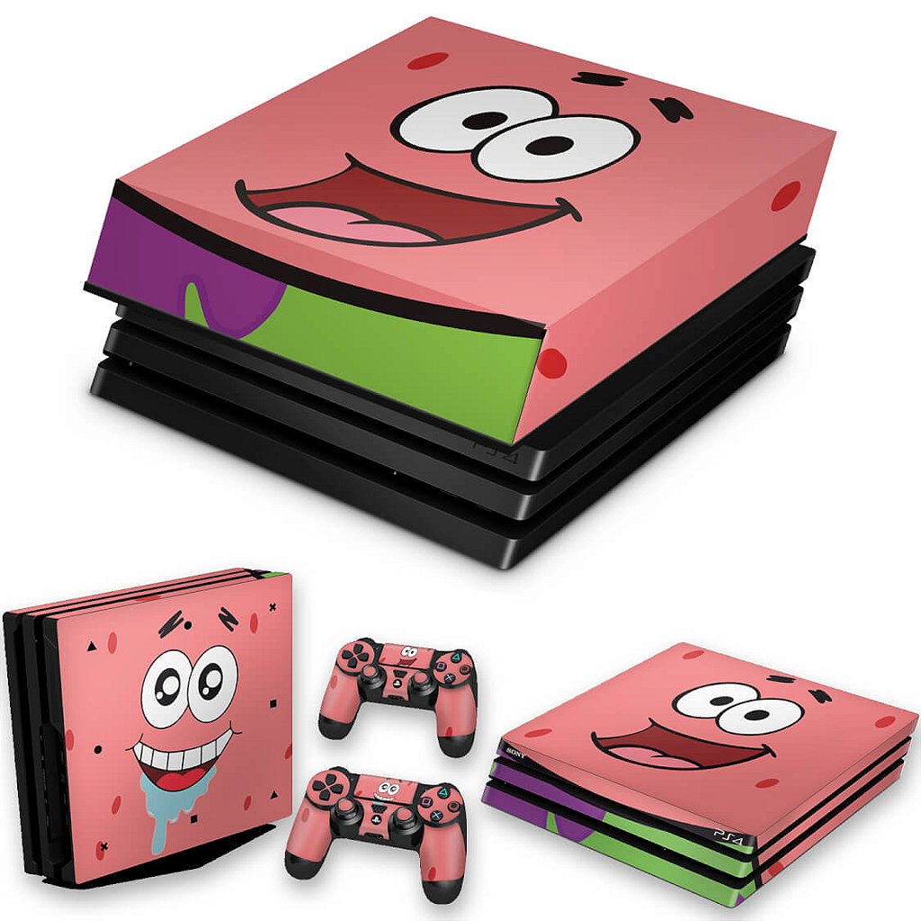 KIT Capa Anti Poeira e Skin Anti-Rage PS4 Pro - Patrick Bob Esponja