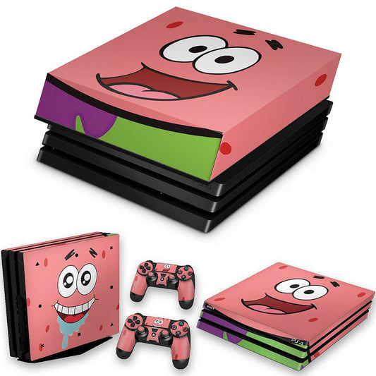 KIT PS4 Pro Skin e Capa Anti Poeira - Patrick Bob Esponja