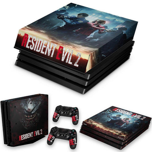 KIT PS4 Pro Skin Anti-Rage e Capa Anti Poeira - Resident Evil 2 Remake