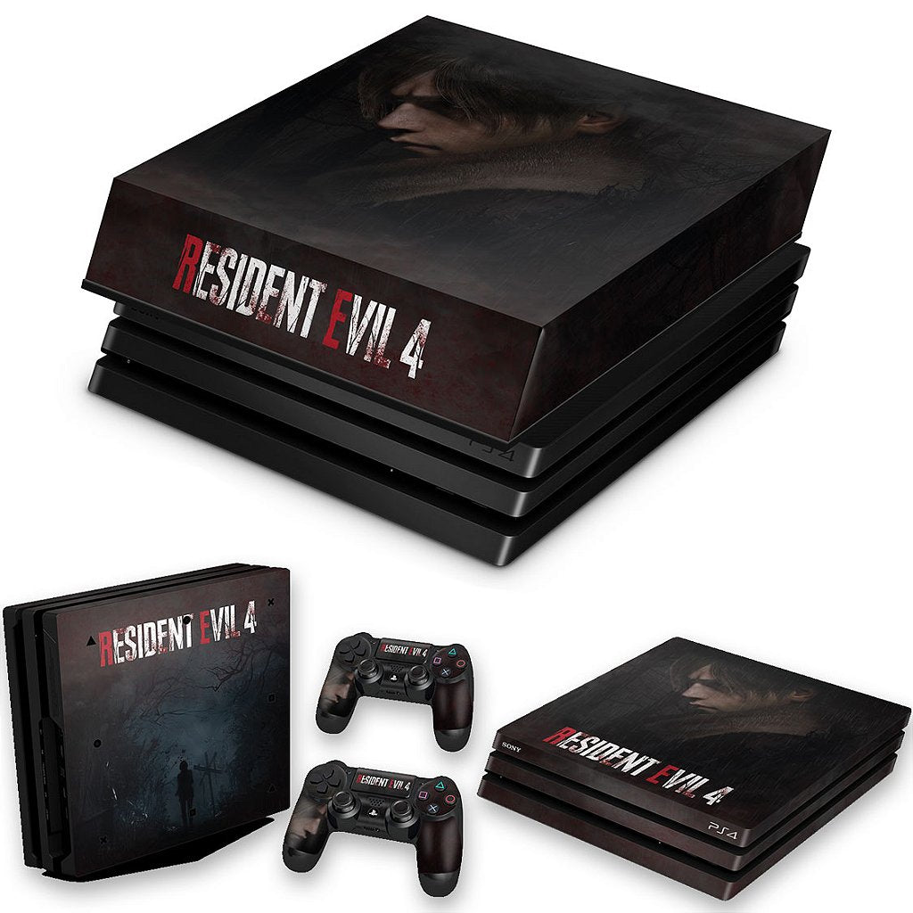 KIT PS4 Pro Skin Anti-Rage e Capa Anti Poeira - Resident Evil 4 Remake