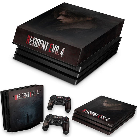 KIT PS4 Pro Skin Anti-Rage e Capa Anti Poeira - Resident Evil 4 Remake