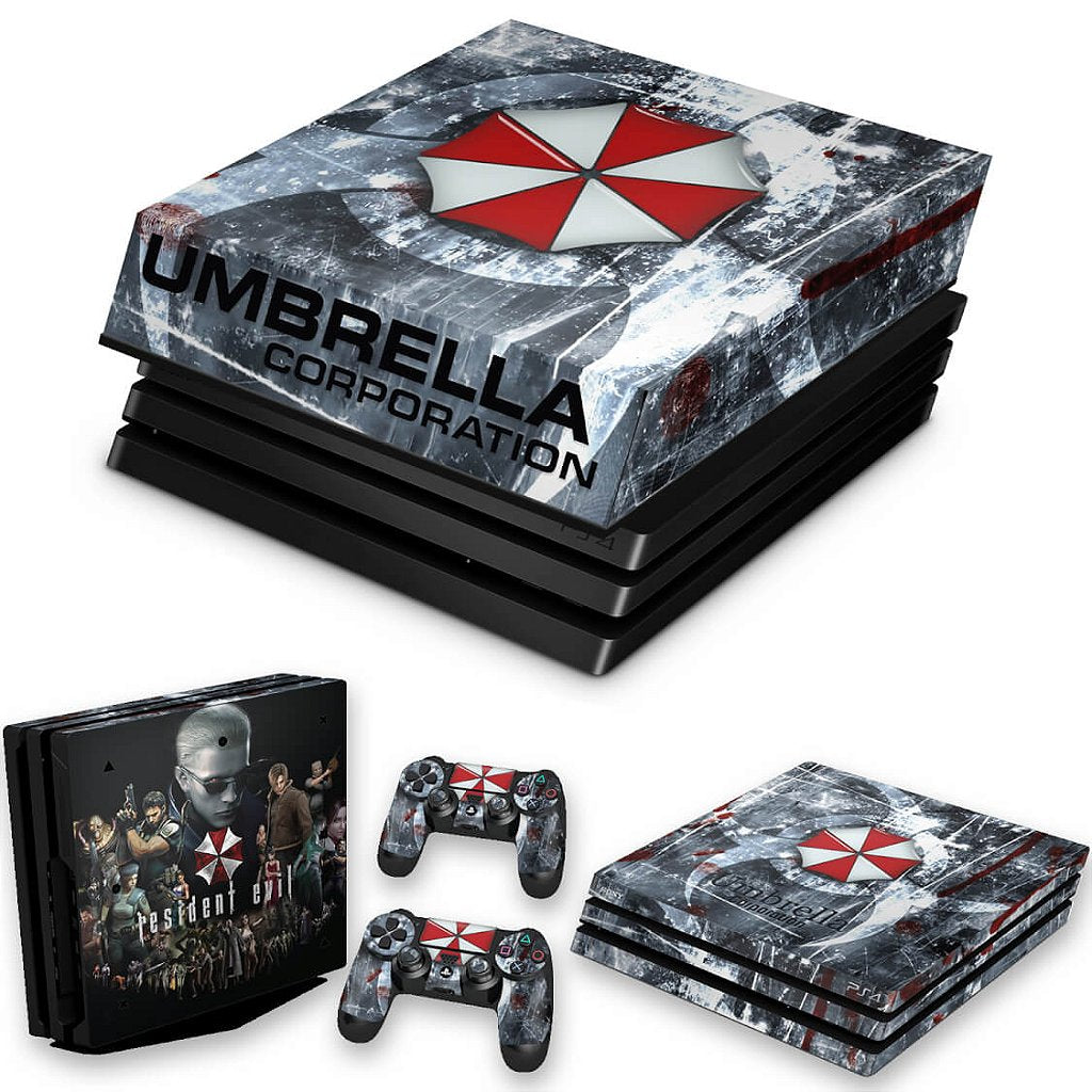 KIT Capa Anti Poeira e Skin Anti-Rage PS4 Pro - Resident Evil Umbrella