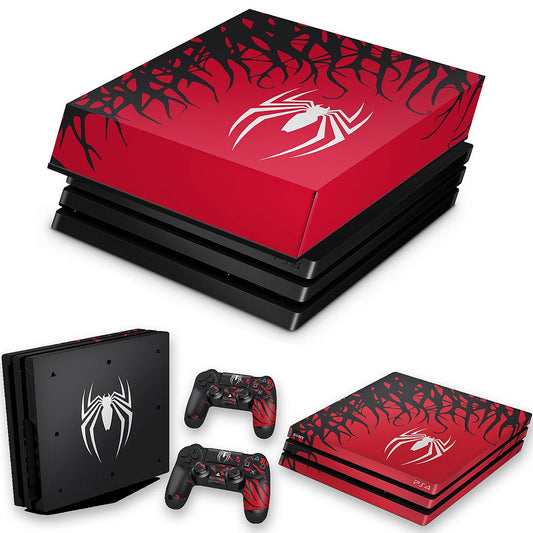 KIT PS4 Pro Skin Anti-Rage e Capa Anti Poeira - Spider-Man Homem Aranha 2 Edition