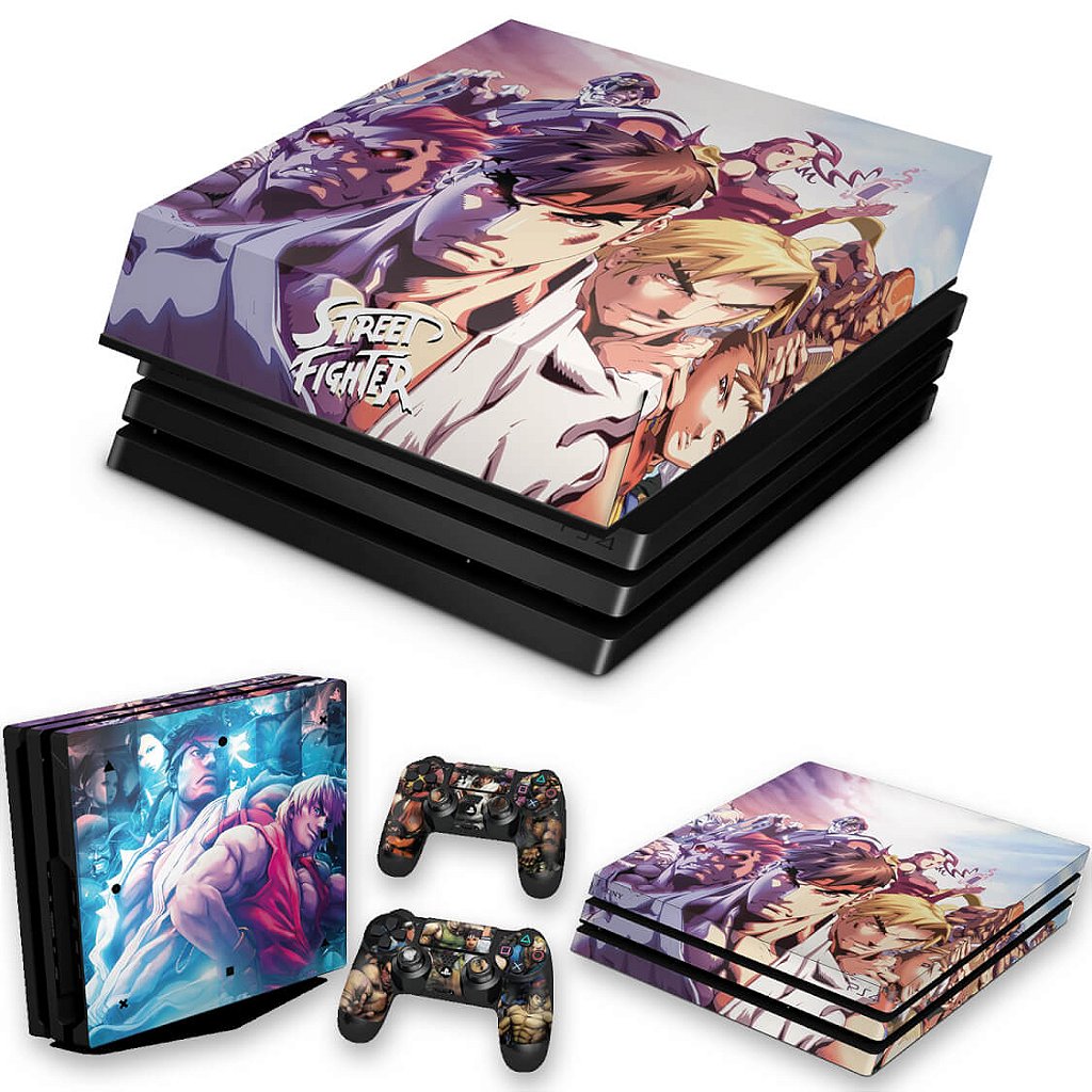 KIT Capa Anti Poeira e Skin Anti-Rage PS4 Pro - Street Fighter