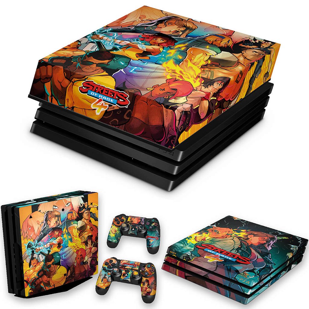 KIT PS4 Pro Skin Anti-Rage e Capa Anti Poeira - Streets Of Rage 4