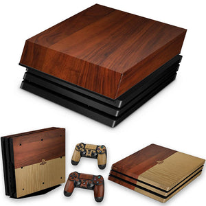 KIT Capa Anti Poeira e Skin Anti-Rage PS4 Pro - Textura Madeira