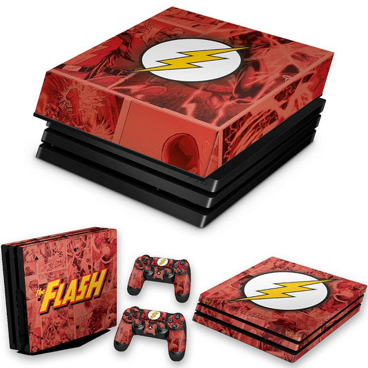 KIT PS4 Pro Skin Anti-Rage e Capa Anti Poeira - The Flash Comics