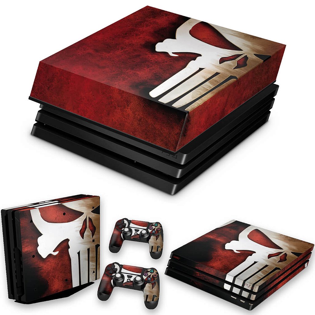 KIT Capa Anti Poeira e Skin Anti-Rage PS4 Pro - The Punisher Justiceiro