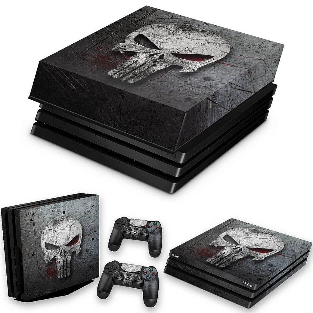 KIT Capa Anti Poeira e Skin Anti-Rage PS4 Pro - The Punisher Justiceiro #B