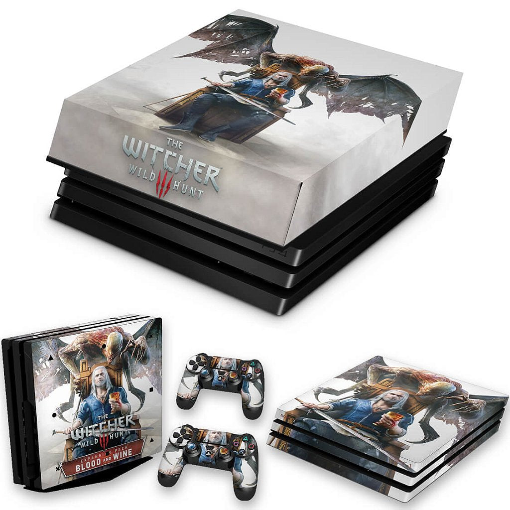 KIT Capa Anti Poeira e Skin Anti-Rage PS4 Pro - The Witcher 3: Wild Hunt - Blood And Wine