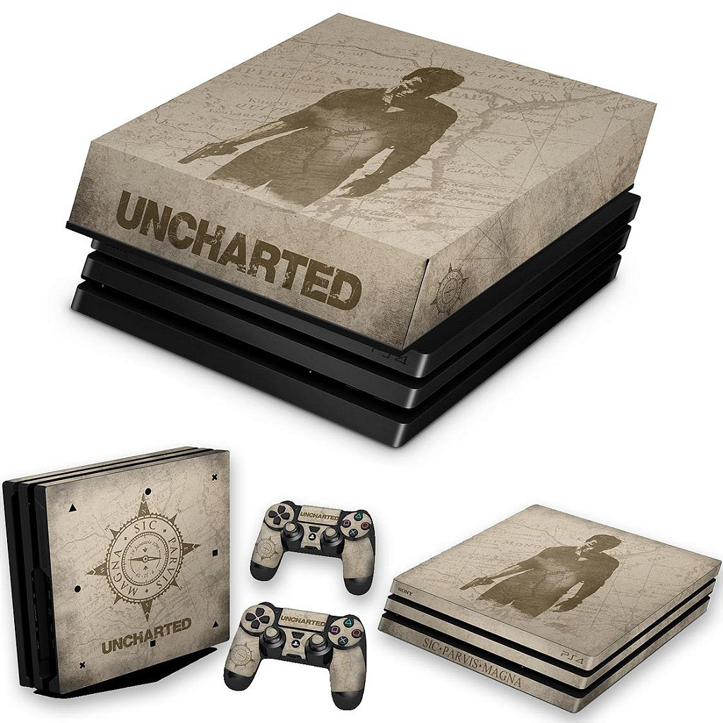 KIT Capa Anti Poeira e Skin Anti-Rage PS4 Pro - Uncharted