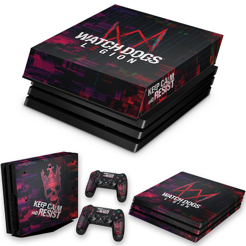 KIT PS4 Pro Skin Anti-Rage e Capa Anti Poeira - Watch Dogs Legion