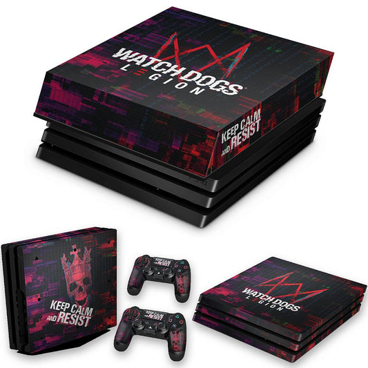 KIT PS4 Pro Skin Anti-Rage e Capa Anti Poeira - Watch Dogs Legion