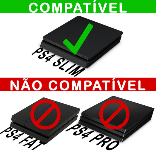 KIT Capa Anti Poeira e Skin Anti-Rage PS4 Slim - Aquático Água Vermelha