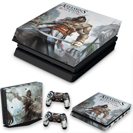 KIT PS4 Slim Skin Anti-Rage e Capa Anti Poeira - Assassin's Creed Black Flag