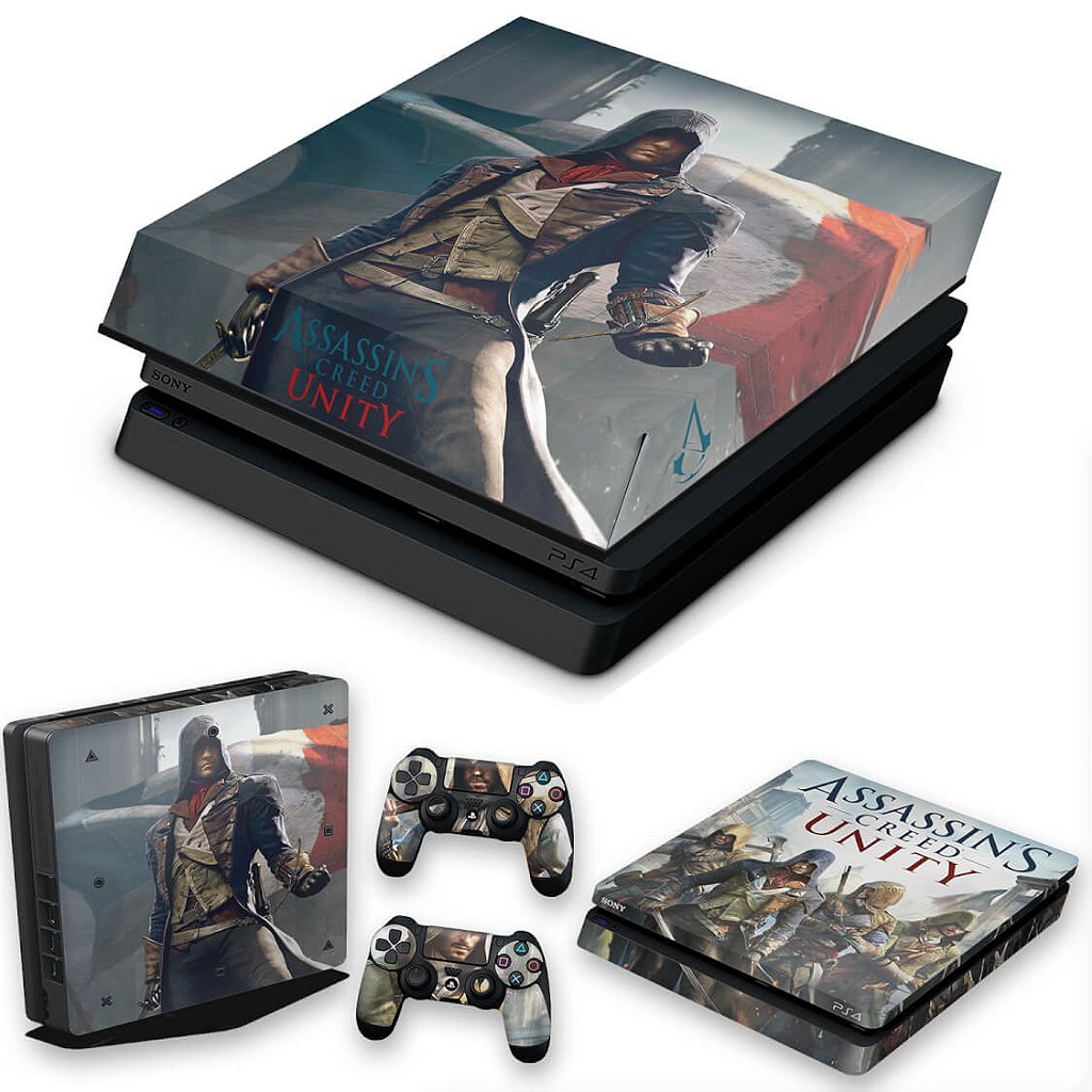 KIT Capa Anti Poeira e Skin Anti-Rage PS4 Slim - Assassin's Creed Unity